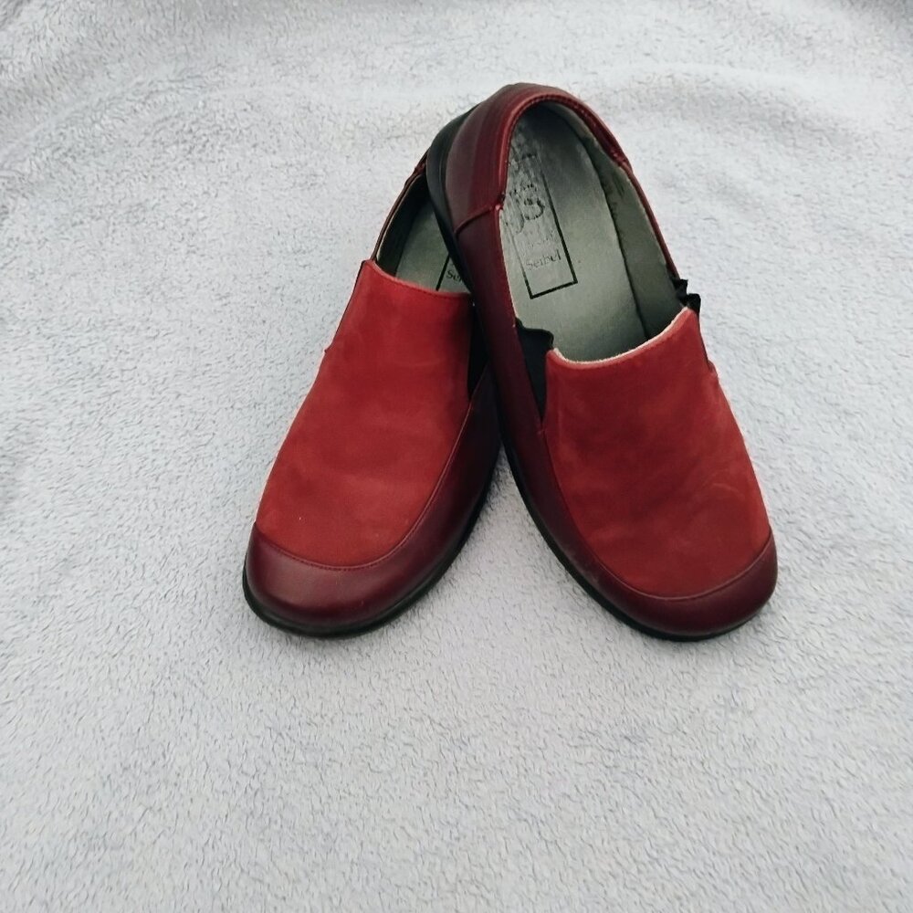Josef Seibel Red Maroon Burgundy Suede Leather Loafers Womens Sz EU 36